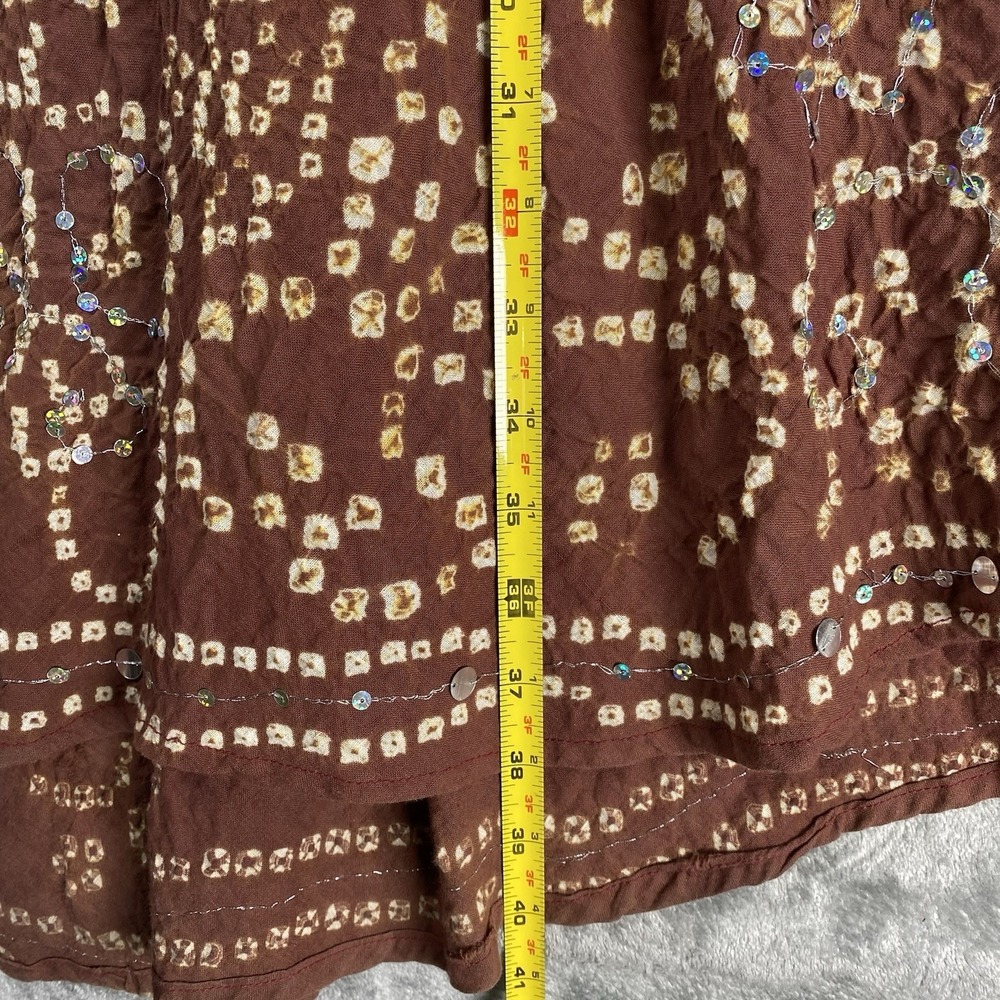 Vtg Y2K Skirt Womens Sz S Brown Orange Embellished Maxi Full Gypsy Boho Sequins - Picture 9 of 11